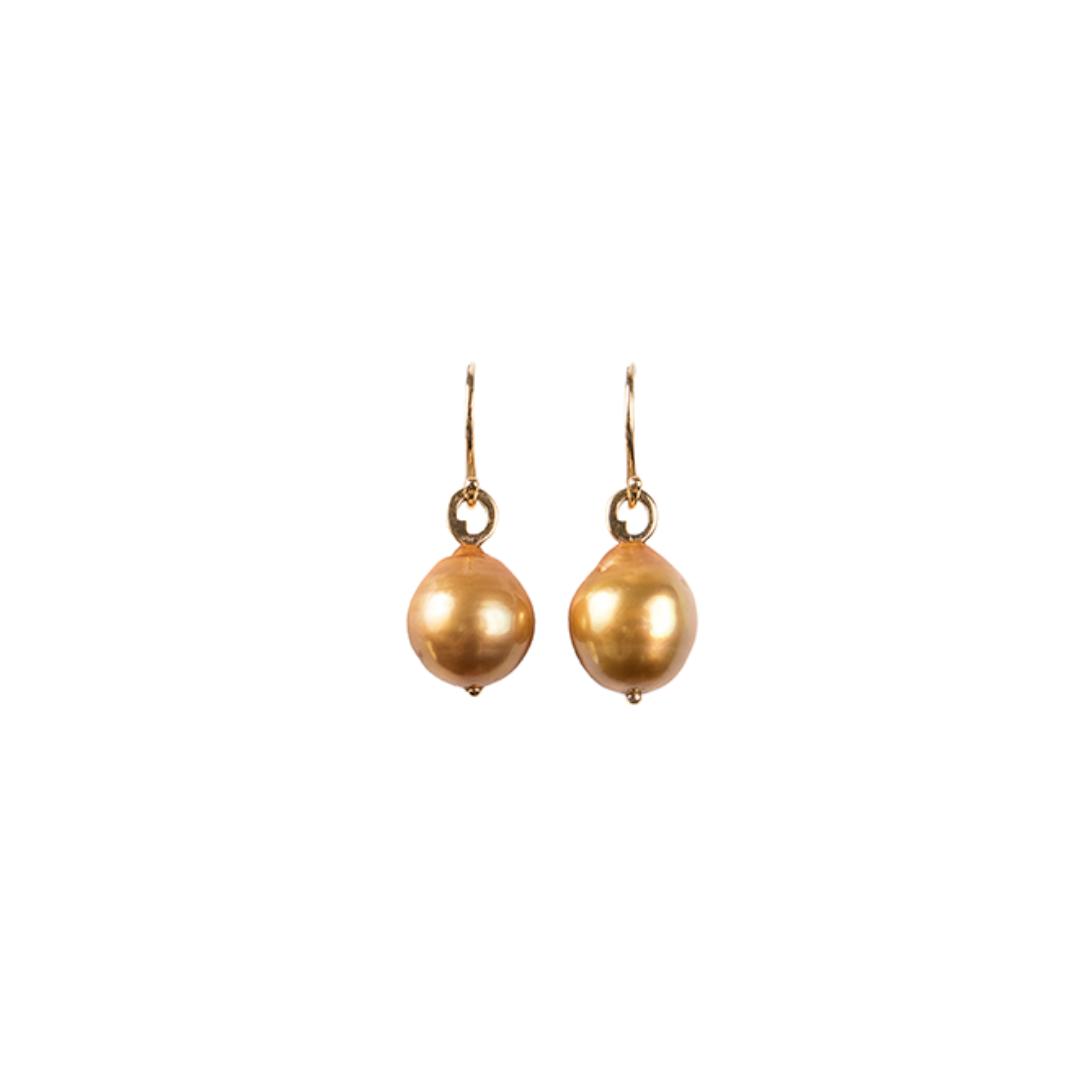 14 Karat Gold Freshwater Pearl Textured Earrings - Delicate – MONOLISA