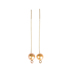 LIZA CASTRO Golden South Sea Pearl Chain Earrings