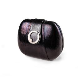 LIZA CASTRO Oval Black Snakeskin Clutch