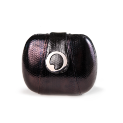 LIZA CASTRO Oval Black Snakeskin Clutch