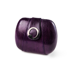 LIZA CASTRO Oval Violet Snakeskin Clutch 