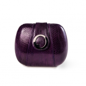 LIZA CASTRO Oval Violet Snakeskin Clutch 