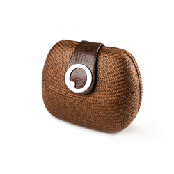 LIZA CASTRO Oval Light Brown Buntal Clutch