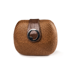 LIZA CASTRO Oval Light Brown Buntal Clutch