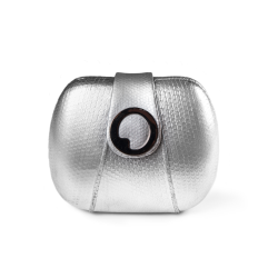 LIZA CASTRO Oval Silver Snakeskin Clutch