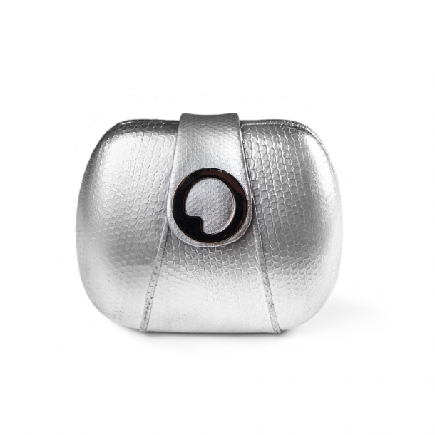 LIZA CASTRO Oval Silver Snakeskin Clutch