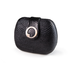 LIZA CASTRO Oval Black Buntal Clutch