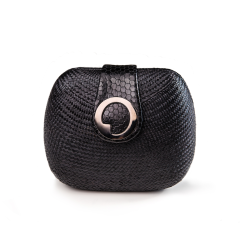 LIZA CASTRO Oval Black Buntal Clutch