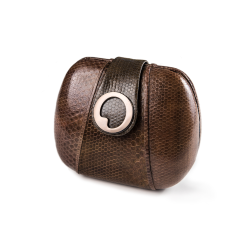 LIZA CASTRO Oval Stone Grey Snakeskin Clutch 