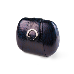 LIZA CASTRO Oval Midnight Blue Snakeskin Clutch 
