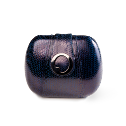 LIZA CASTRO Oval Midnight Blue Snakeskin Clutch 