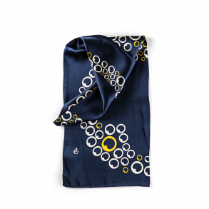 LIZA CASTRO Rectangular Dark Blue Silk Scarf