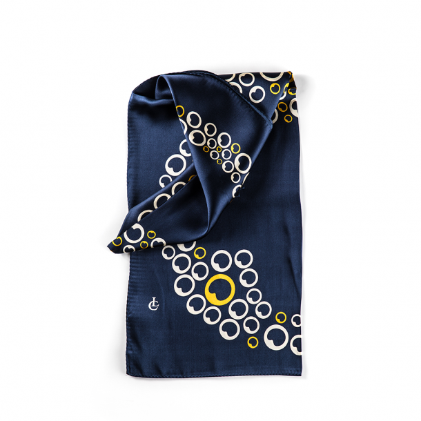 LIZA CASTRO Rectangular Dark Blue Silk Scarf