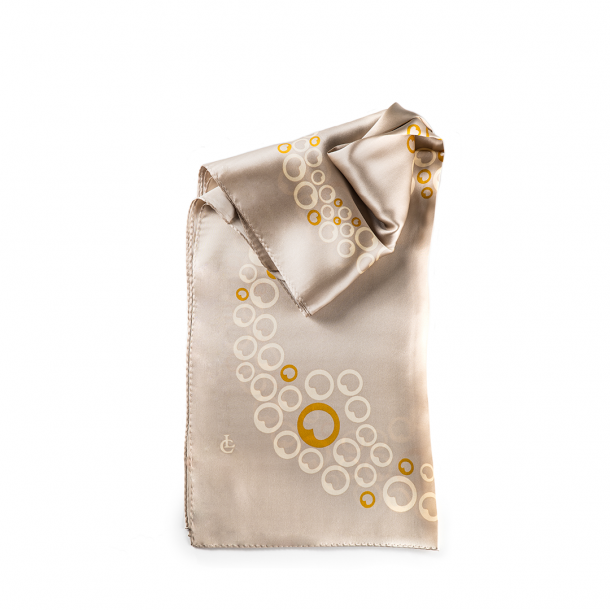 LIZA CASTRO Rectangular Beige Silk Scarf