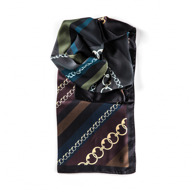 LIZA CASTRO Rectangular Brown Silk Scarf 