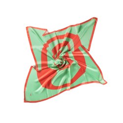 LIZA CASTRO Square Peach and Mint Green Silk Scarf