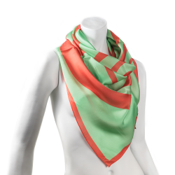LIZA CASTRO Square Peach and Mint Green Silk Scarf