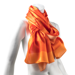 LIZA CASTRO Rectangular Aperol Orange Silk Scarf