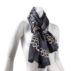 LIZA CASTRO Rectangular Black Silk Scarf