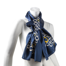 LIZA CASTRO Rectangular Dark Blue Silk Scarf