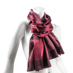 LIZA CASTRO Rectangular Two-Tone Bordeaux Silk Scarf