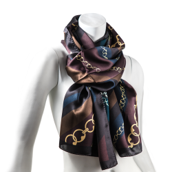 LIZA CASTRO Rectangular Brown Silk Scarf 
