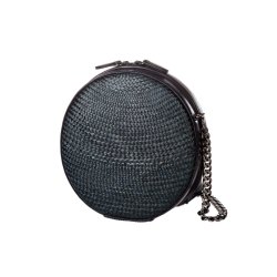 LIZA CASTRO Navy Blue Round Leather Cross-body