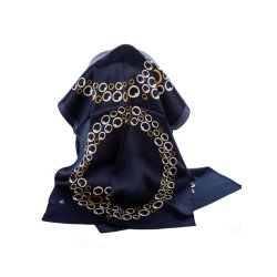 LIZA CASTRO Rectangular Dark Blue Silk Scarf