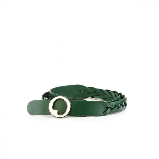 LIZA CASTRO Green Leather Linen-finish Braided Belt 
