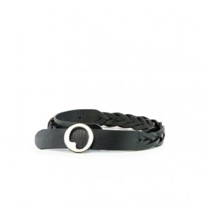 LIZA CASTRO Black Leather Braided Belt 