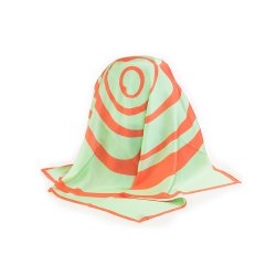 LIZA CASTRO Square Peach and Mint Green Silk Scarf