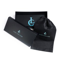 LIZA CASTRO Black Leather Rectangular Clutch 