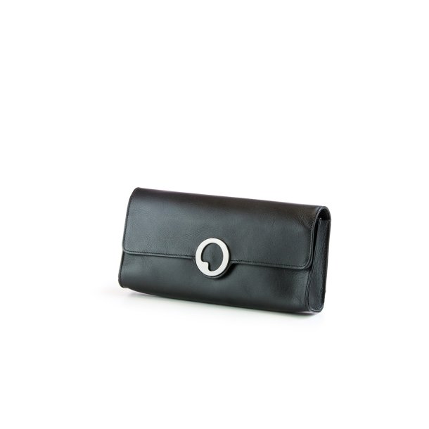 LIZA CASTRO Black Leather Rectangular Clutch 