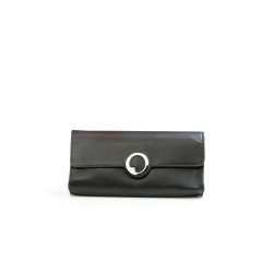 LIZA CASTRO Black Leather Rectangular Clutch 