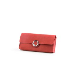 LIZA CASTRO Burgundy Suede Rectangular Clutch 
