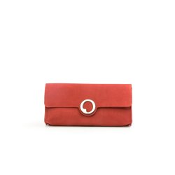 LIZA CASTRO Burgundy Suede Rectangular Clutch 