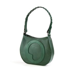 LIZA CASTRO Green Leather Linen-finish Hobo