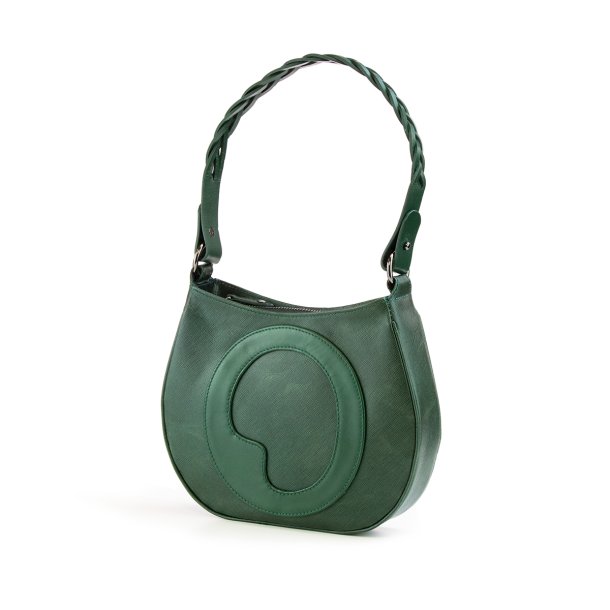 LIZA CASTRO Green Leather Linen-finish Hobo