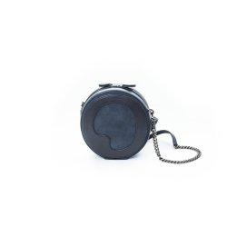 LIZA CASTRO Navy Blue Round Leather Cross-body
