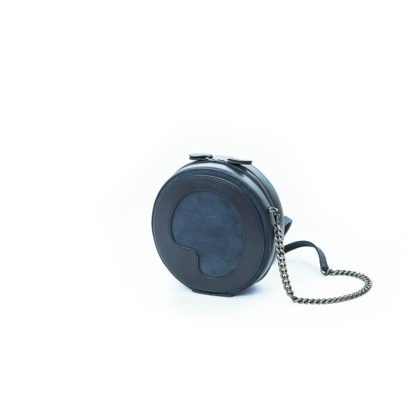 LIZA CASTRO Navy Blue Round Leather Cross-body