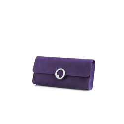 LIZA CASTRO Violet Suede Rectangular Clutch 