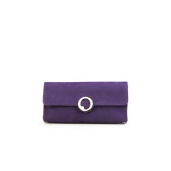 LIZA CASTRO Violet Suede Rectangular Clutch 