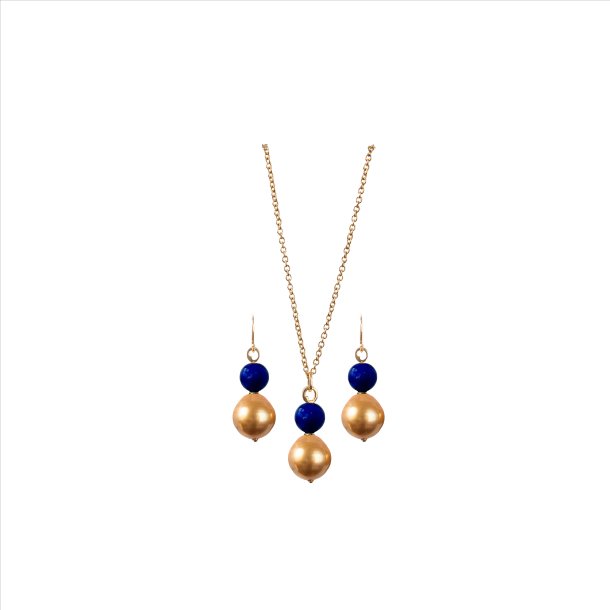 LIZA CASTRO Golden South Sea Pearls and Lapiz Lazuli Set: Glow of the Year 2023