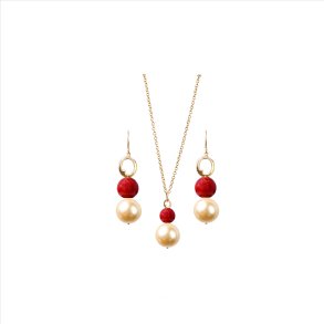 LIZA CASTRO Golden South Sea Pearls and Corals Set: Glow of the Year 2022