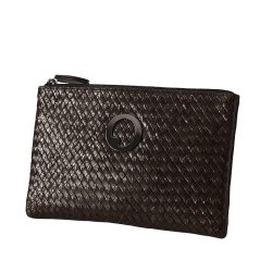 Chocolate Brown Clutch in Snakeskin and Leather