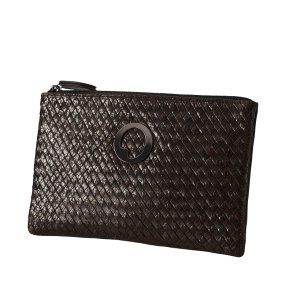 Chocolate Brown Clutch in Snakeskin and Leather